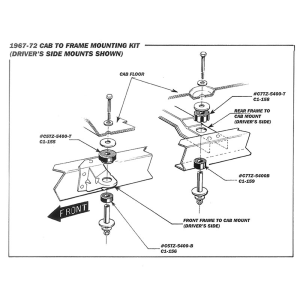 1967-72 Ford Truck cab to frame mounting pad kit installation location.