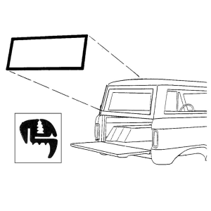 1966-1977 Ford Bronco rear window seal in liftgate installation location.