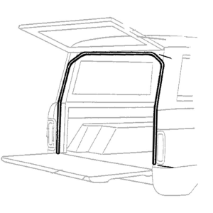 1969-77 Ford Bronco liftgate and tailgate seal installation location.