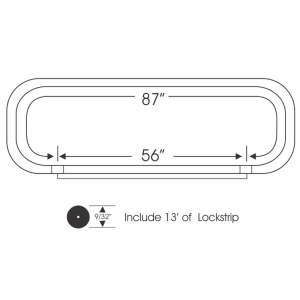 1954 Chrysler and DeSoto windshield seal kit dimensions.