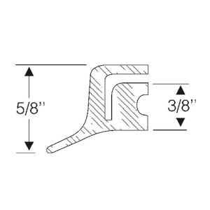 1950-56 Cadillac fender skirt seal dimensions.
