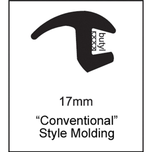 Universal Conventional Style Glass Molding - 17mm - Part #41-009-RL