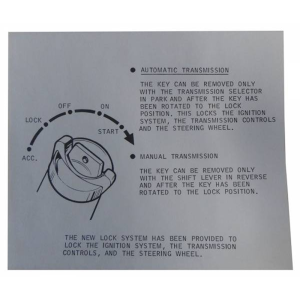Ignition Lock Instructions - On Sun Visor
