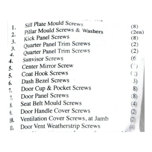 1970-73 Pontiac Restoration Parts Interior Screw Kit - 64 pc. - #19-037K.