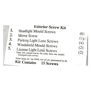 1968 Chevy Camaro Restoration Parts Exterior Screw Kit - 15 pc. - #19-041K.