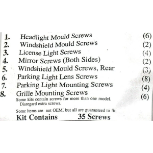 1970-73 Chevy Camaro & Pontiac Firebird Restoration Parts Exterior Screw Kit - 35 pc. - #19-044K.