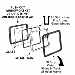 1961-67 Ford Restoration Parts Push-Out Window Gasket Set - Part #10-548X.