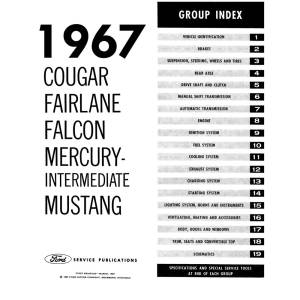 1967 Ford Mustang / Falcon / Fairlane / Ranchero & Mercury Comet / Cougar Shop Manual - Part #DPRF-35-67SM.