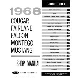 1968 Ford Mustang / Falcon / Fairlane / Ranchero / Torino & Mercury Comet / Cougar / Montego Shop Manual - Part #DPRF-36-68SM.