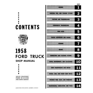 1958 Ford Truck Shop Manual - Part #DPRF-86-58TSM.