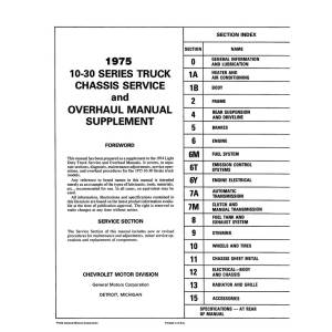 1975 Chevrolet Truck & Blazer Service & Overhaul Manual Supplement - Part DPRGM-153-75SOM-SUP.