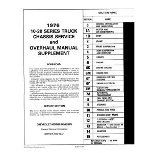 1976 Chevrolet Truck & Blazer Service & Overhaul Manual - Part #DPRGM-153-76SOM-SUP.