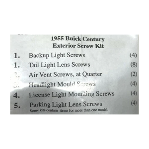 1955 Buick Century Restoration Parts Exterior Screw Kit - 26 pc. - Part #19-252K.