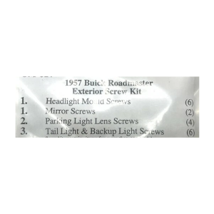 1957 Buick Roadmaster Restoration Parts Exterior Screw Kit - 18 pc. - Part #19-253K.