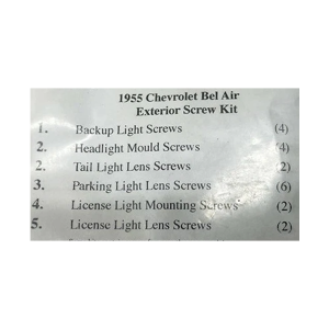 1955 Chevy Bel Air Restoration Parts Exterior Screw Kit - 20 pc. - Part #19-292K.
