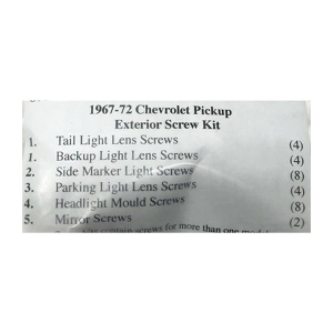1967-72 Chevy Truck Restoration Parts Exterior Screw Kit - 30 pc. - Part #19-315K.