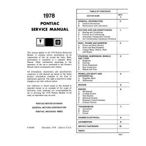 1978 Pontiac Service Manual - 2 Vol Set (Print) - Part #DPRGM-173-78SM.