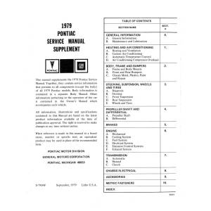 1979 Pontiac Service Manual Supplement (Print) - Part #DPRGM-173-79SM-SUP.