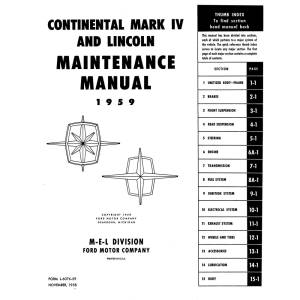 1959 Lincoln Maintenance Manual (Print) - Part #DPRF-58-59MM.